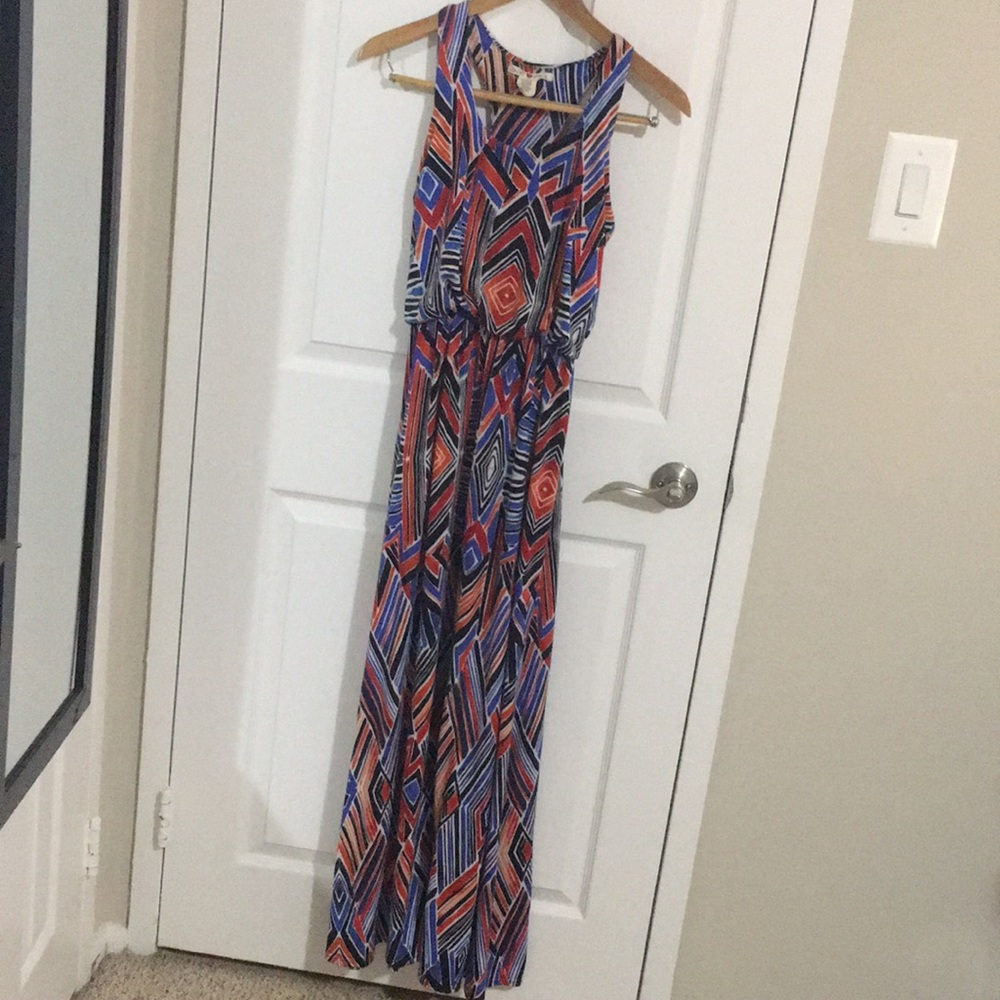 Floor length cinched waist tank dress